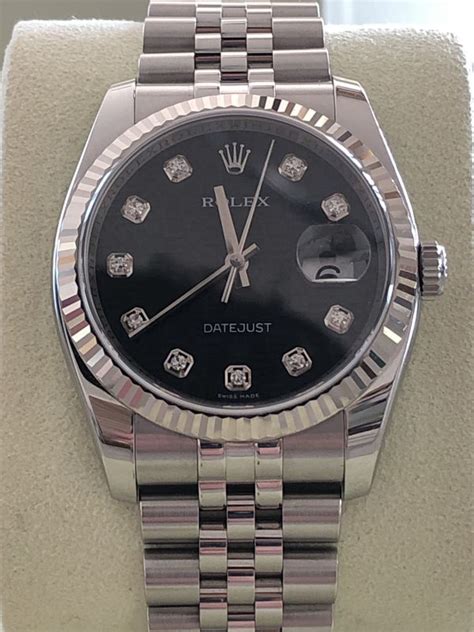 rolex datejust 116234 quadrante nero con diamanti 36mm|rolex 116234 datejust.